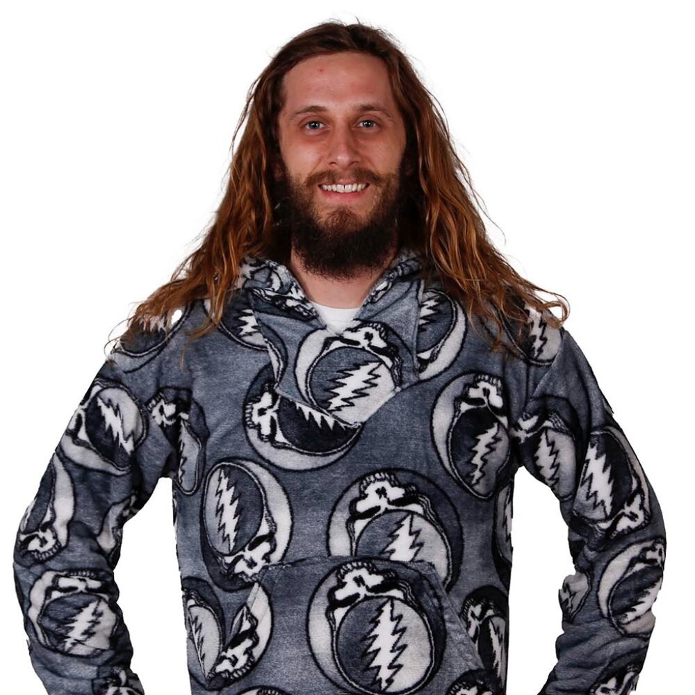 Grateful Dead Steal Your Face Grey Fleece Pull Over Hoodie - Picture 2 of 4